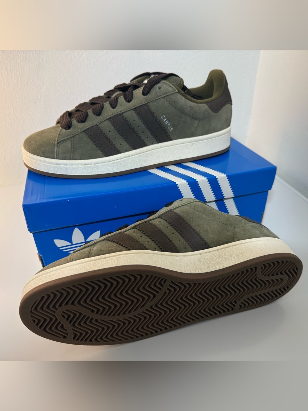 adidas Originals Campus 00’s Suede Sneakers Olive/Dark Brown ID1418 Size 10.5
